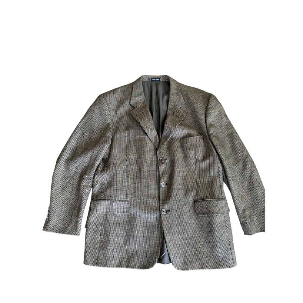 Vintage Stafford Executive Brown Houndstooth Sport Coat Blazer Men's 42R